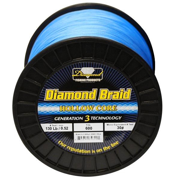 Momoi Diamond Braid Generation III Fishing Line Hollow Core - Blue - 130lb  - 3000 yds 