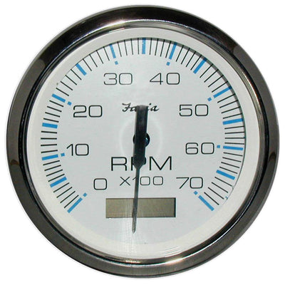 Faria Chesapeake White SS 4" Tachometer w/Hourmeter - 7000 RPM (Gas) (Outboard) [33840] - Bulluna.com