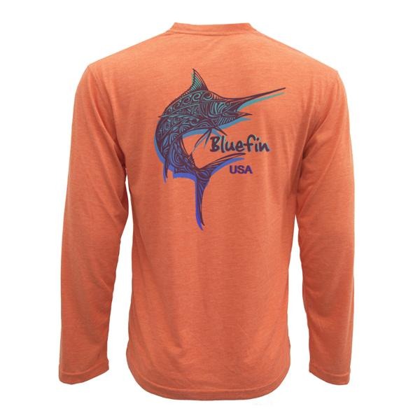 Bluefin USA Graphic Marlin Orange Long Sleeve Tech Sun Shirt –