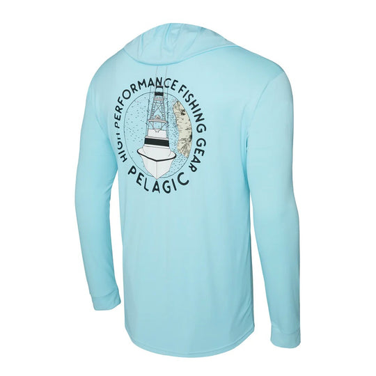 Pelagic Aquatek High Tower Hooded Fishing Shirt TAHITI BLUE - Size M (HN)