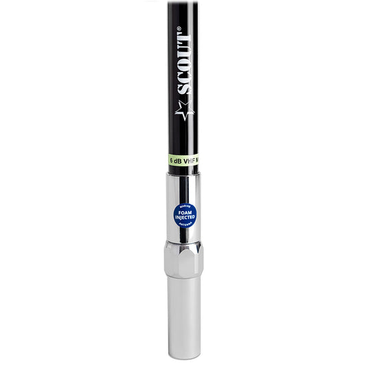 Scout 8' QuickFit Black VHF Antenna w/5M Cable + FME Quick 6 Foam Filled 6db Solid Brass  Copper Element [PF AN NVHF00042T]