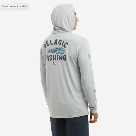 Pelagic Aquatek Feather'd Hooded Fishing Shirt - LIGHT GREY Size XL (HN)