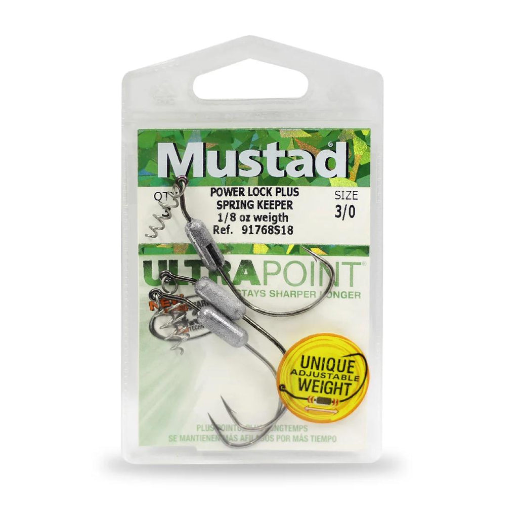 best spring lock fishing hooks Mustad Power Lock Plus Spring Keeper Hook - Weighted 1/8oz