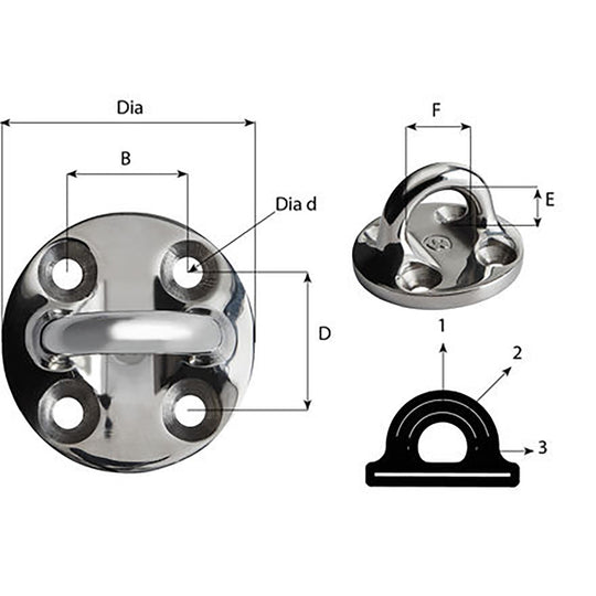 Wichard Round Pad Eye - 57mm Diameter (2-1/4") - Fixed [6635W]