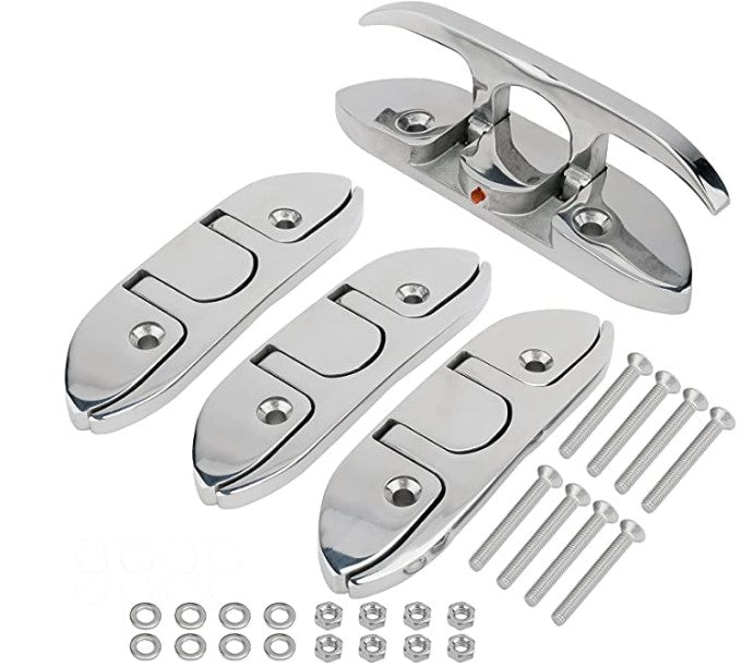 Boat Folding Cleat 316 Stainless Steel Flip-up Dock 6 inches, Pack of 4