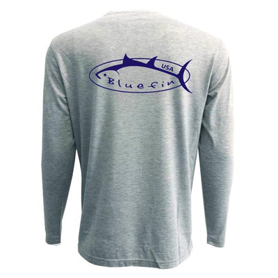 Bluefin USA Logo Gray Long Sleeve Sun Shirt L (HN)