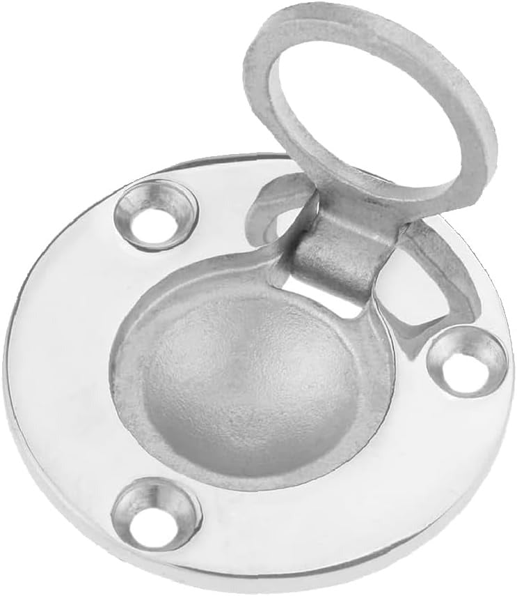 Boat Flush Pull Ring Latch, 50mm (1.97") Stainless Steel | Recessed Marine Hatch Lift Handle for Boat Deck, Locker & Cabinet