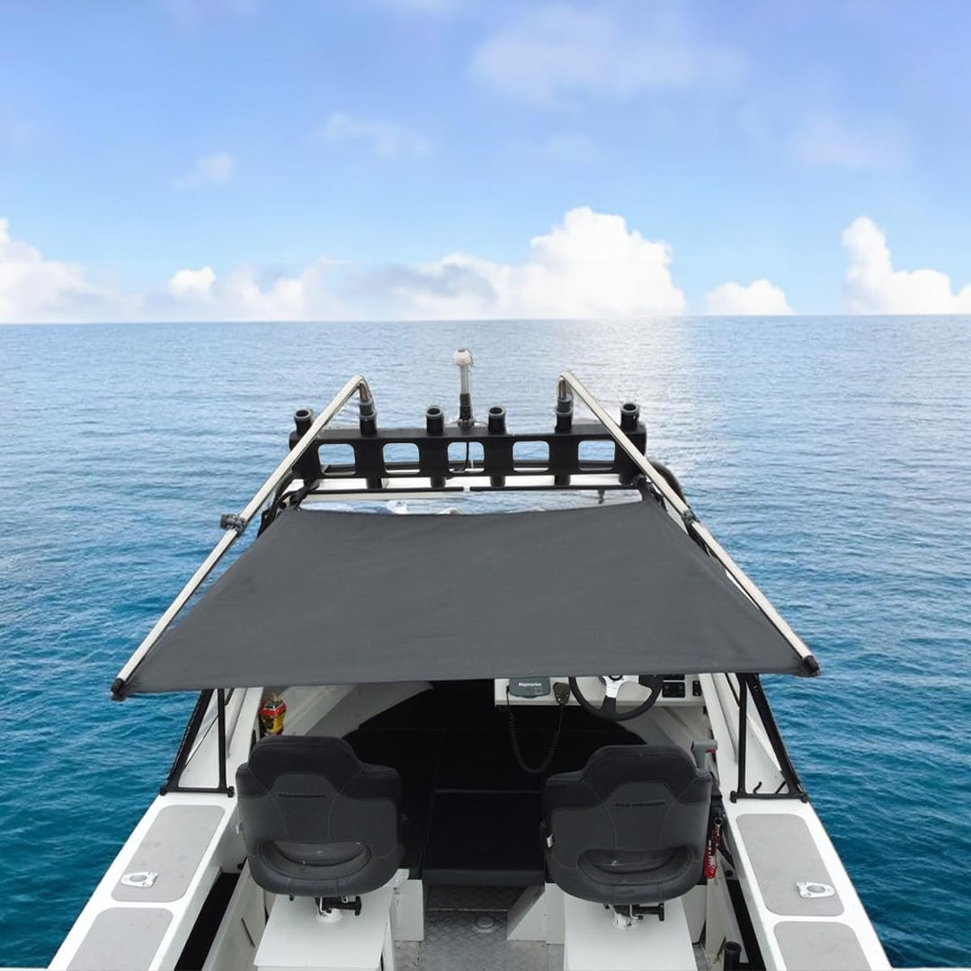Marine T-Top Shade Extender with Stainless Steel Telescopic Poles – Black 6&