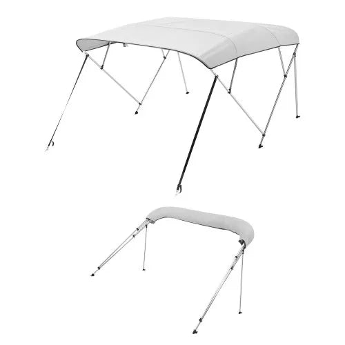 4 Bow Boat Bimini Top - Light Grey, 96"L x (73"-78")W x 54"H