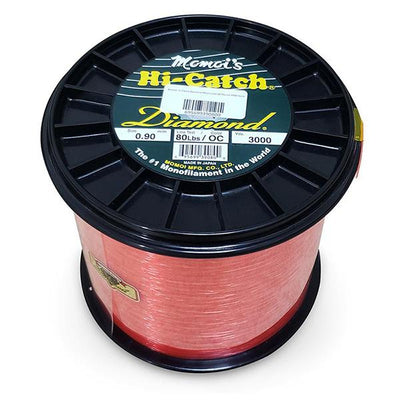 Momoi Hi-Catch Diamond Nylon Monofilament Line 80 Pounds 3000 Yards - Orange Crush - Bulluna.com