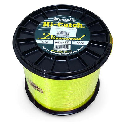 Momoi Hi-Catch Diamond Nylon Monofilament Line 80 Pounds 3000 Yards - Hi-Vis Yellow - Bulluna.com