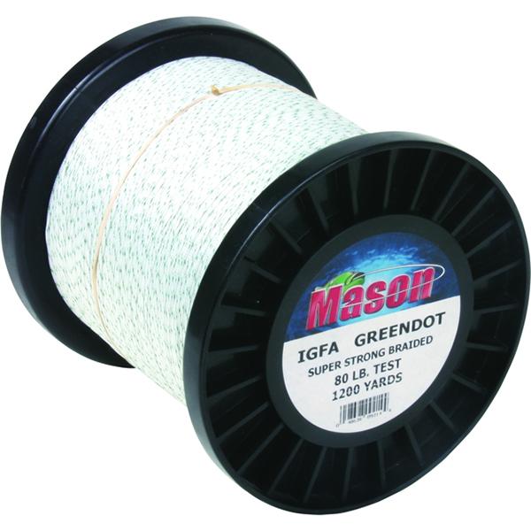 Mason IGFA Green Dot Braided Line - 80 Pounds 1200 Yards - Dacron - Bulluna.com