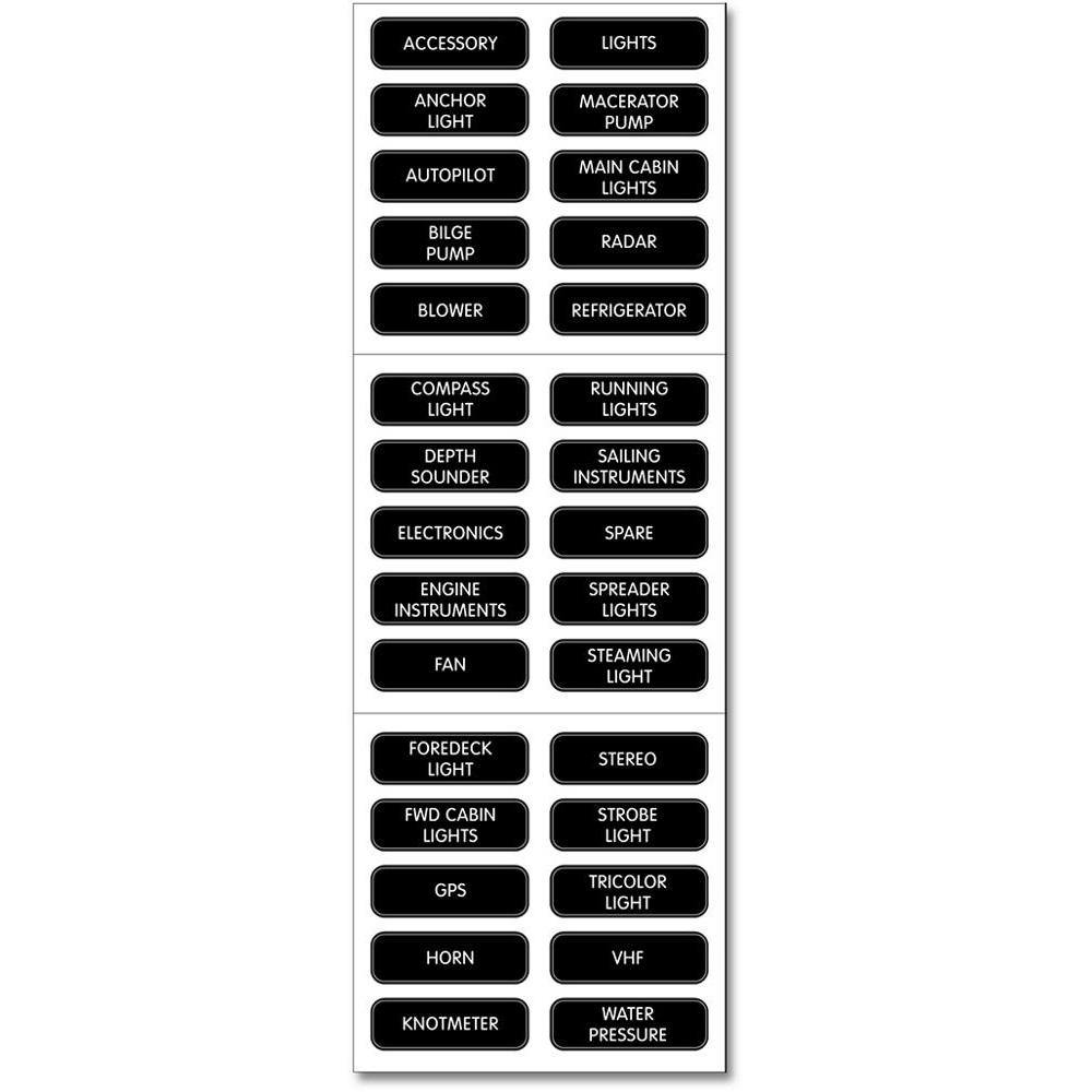 Blue Sea 8030 DC Panel Basic 30 Label Set [8030] - Bulluna.com