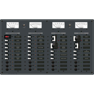 Blue Sea 8086 AC 3 Sources +12 Positions/DC Main +19 Position Toggle Circuit Breaker Panel - White Switches [8086] - Bulluna.com
