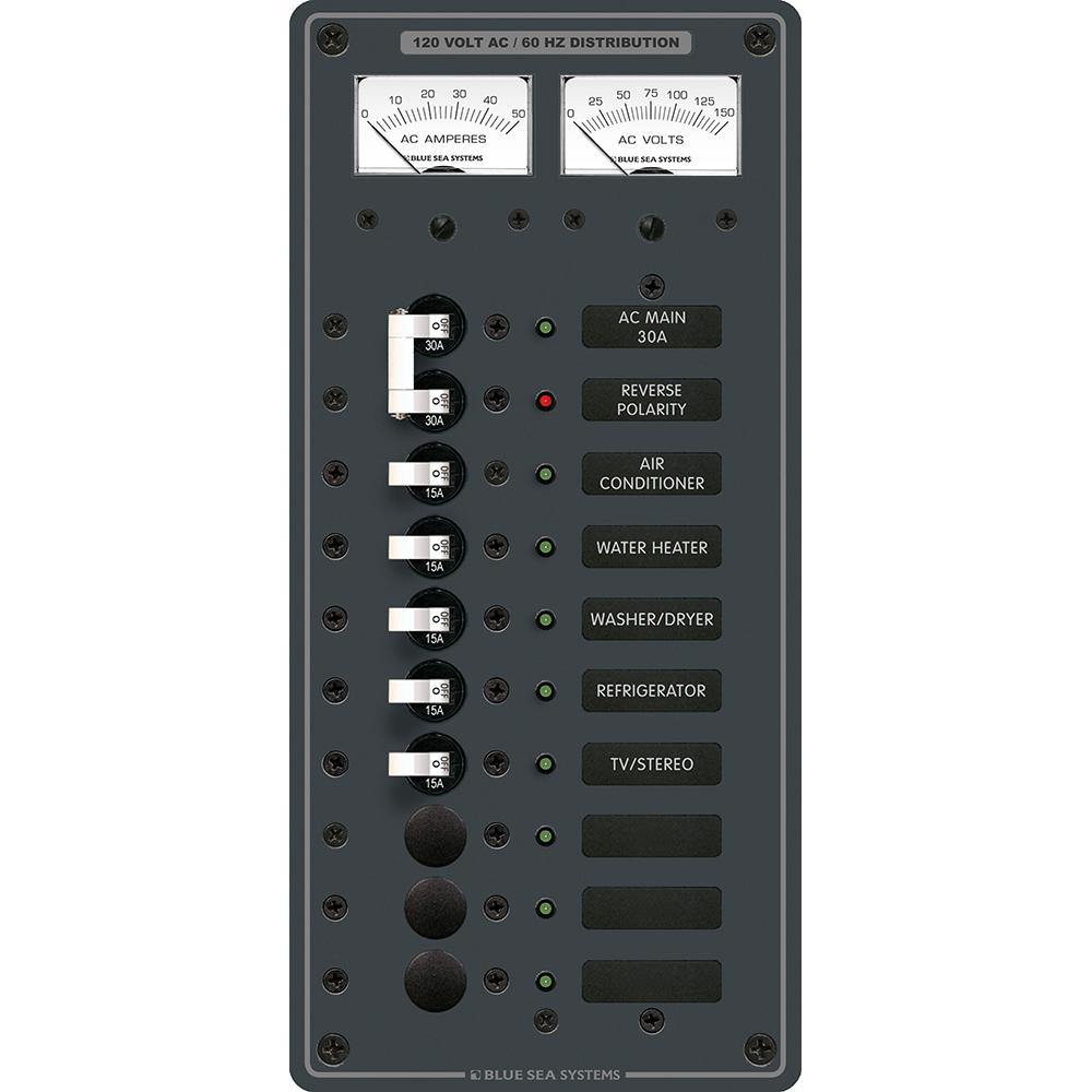Blue Sea 8074 AC Main +8 Positions Toggle Circuit Breaker Panel - White Switches [8074] - Bulluna.com
