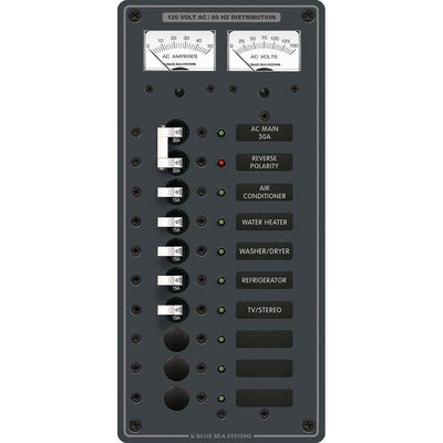 Blue Sea 8074 AC Main +8 Positions Toggle Circuit Breaker Panel - White Switches [8074] - Bulluna.com