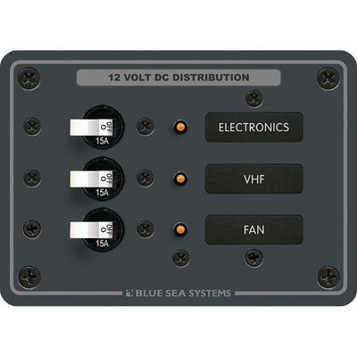 Blue Sea 8025 DC 3 Position Breaker Panel - White Switches [8025] - Bulluna.com