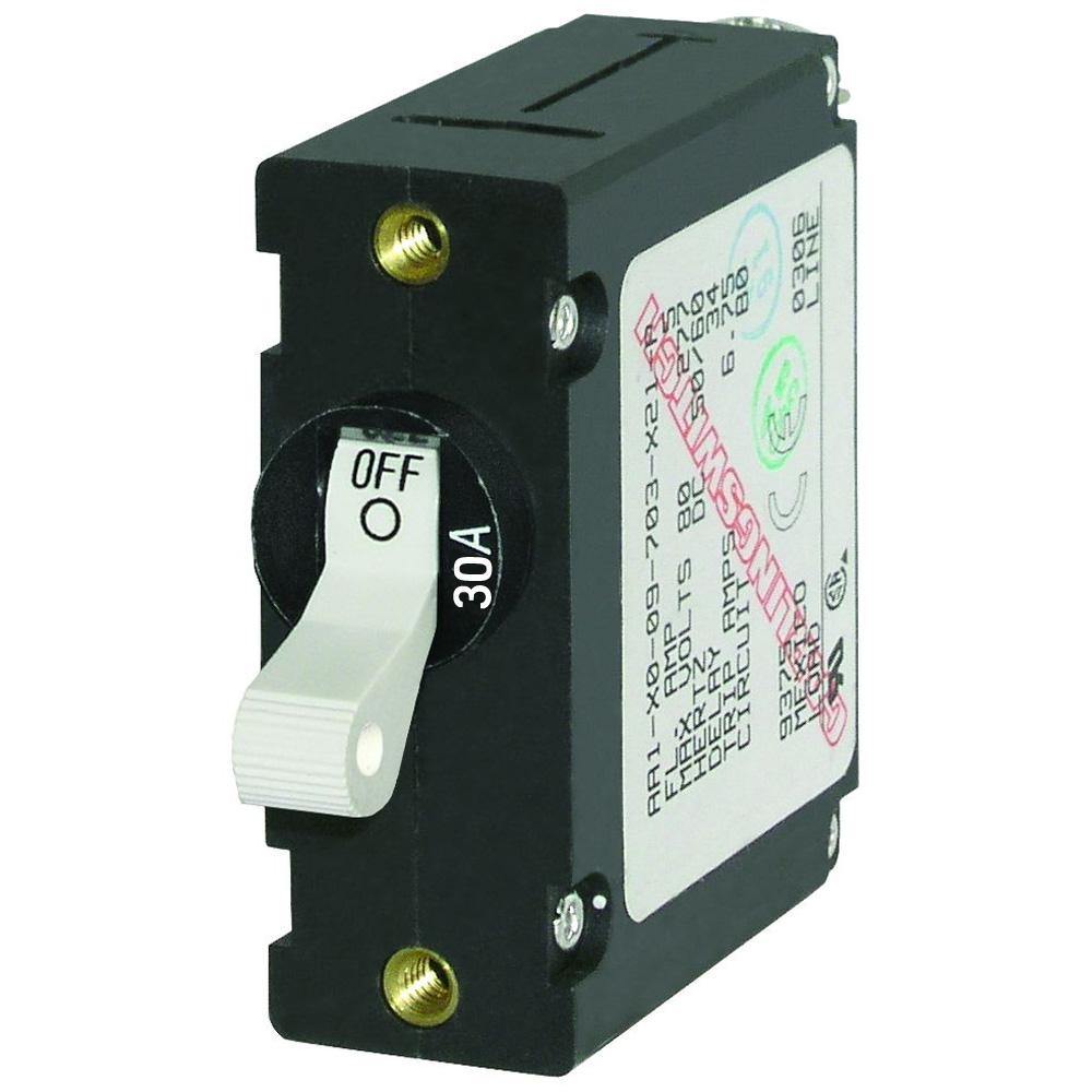 Blue Sea 7222 AC/DC Single Pole Magnetic World Circuit Breaker - 30AMP [7222] - Bulluna.com