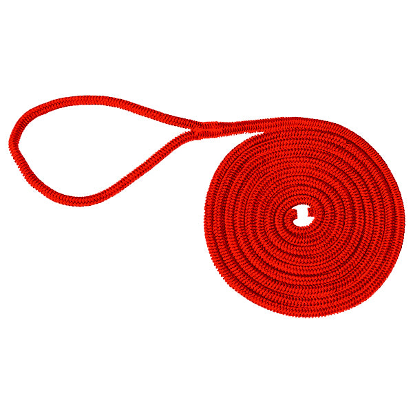 Marpac Premier Double Braided Nylon Dock Line - 3/8 Inch x 15 Feet - Red - Bulluna.com