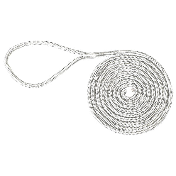 Marpac Premier Double Braided Nylon Dock Line - 1/2 Inch x 20 Feet - White - Bulluna.com