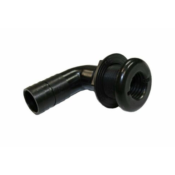Marpac 90 Degrees Thru-Hull Connector - Fits 1-1/8 Inch Hose - 1-1/8 Inch Thread - Black