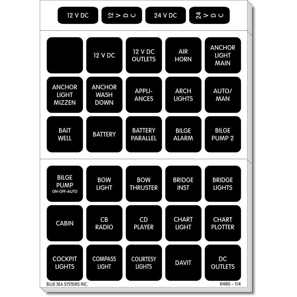 Blue Sea 4218 Square Format Label Set for Battery Management Panels - 30 [4218] - Bulluna.com