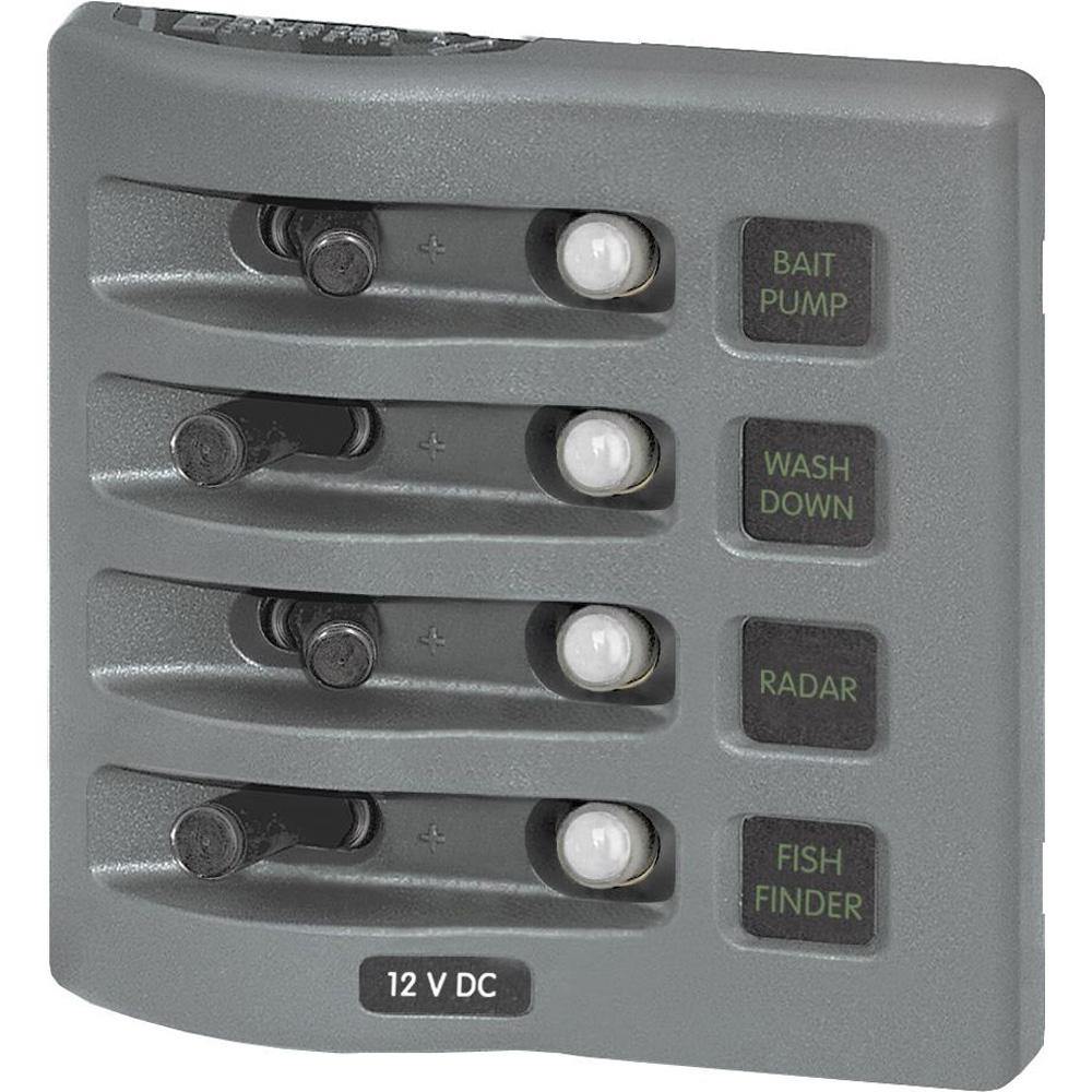 Blue Sea 4374 WeatherDeck Water Resistant Circuit Breaker Panel - 4 Position - Grey [4374] - Bulluna.com