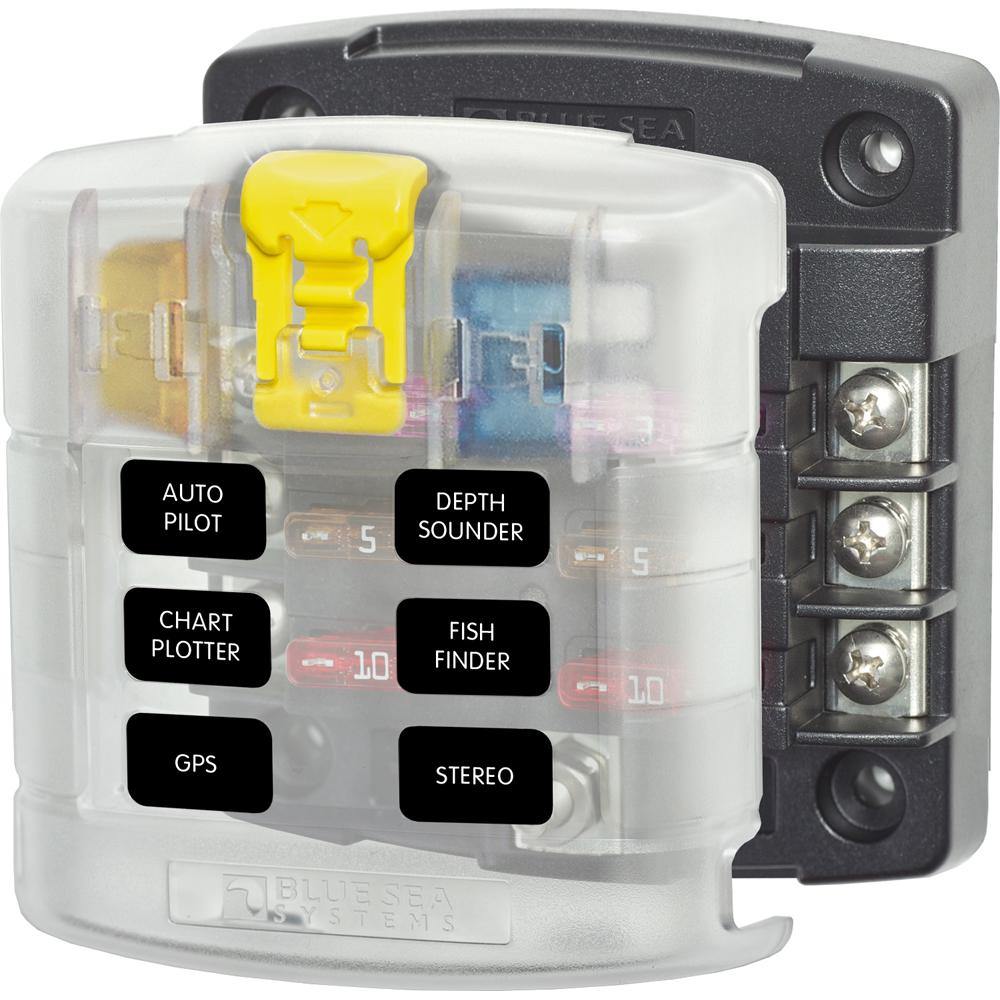 Blue Sea 5028 ST Blade Fuse Block w/ Cover - 6 Circuit without Negative Bus [5028] - Bulluna.com