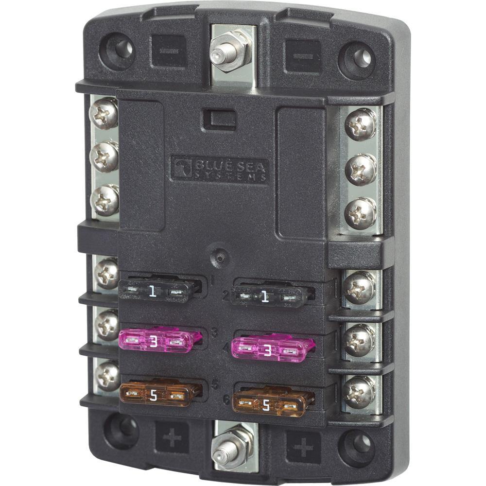 Blue Sea 5030 ST Blade Fuse Block w/o Cover - 6 Circuit w/Negative Bus [5030] - Bulluna.com