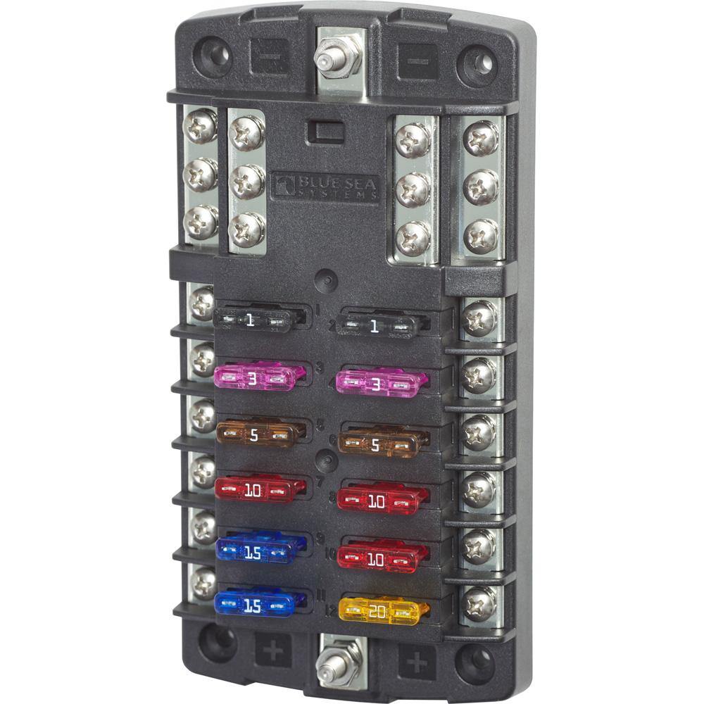 Blue Sea 5031 ST Blade Fuse Block w/o Cover - 12 Circuit w/Negative Bus [5031] - Bulluna.com