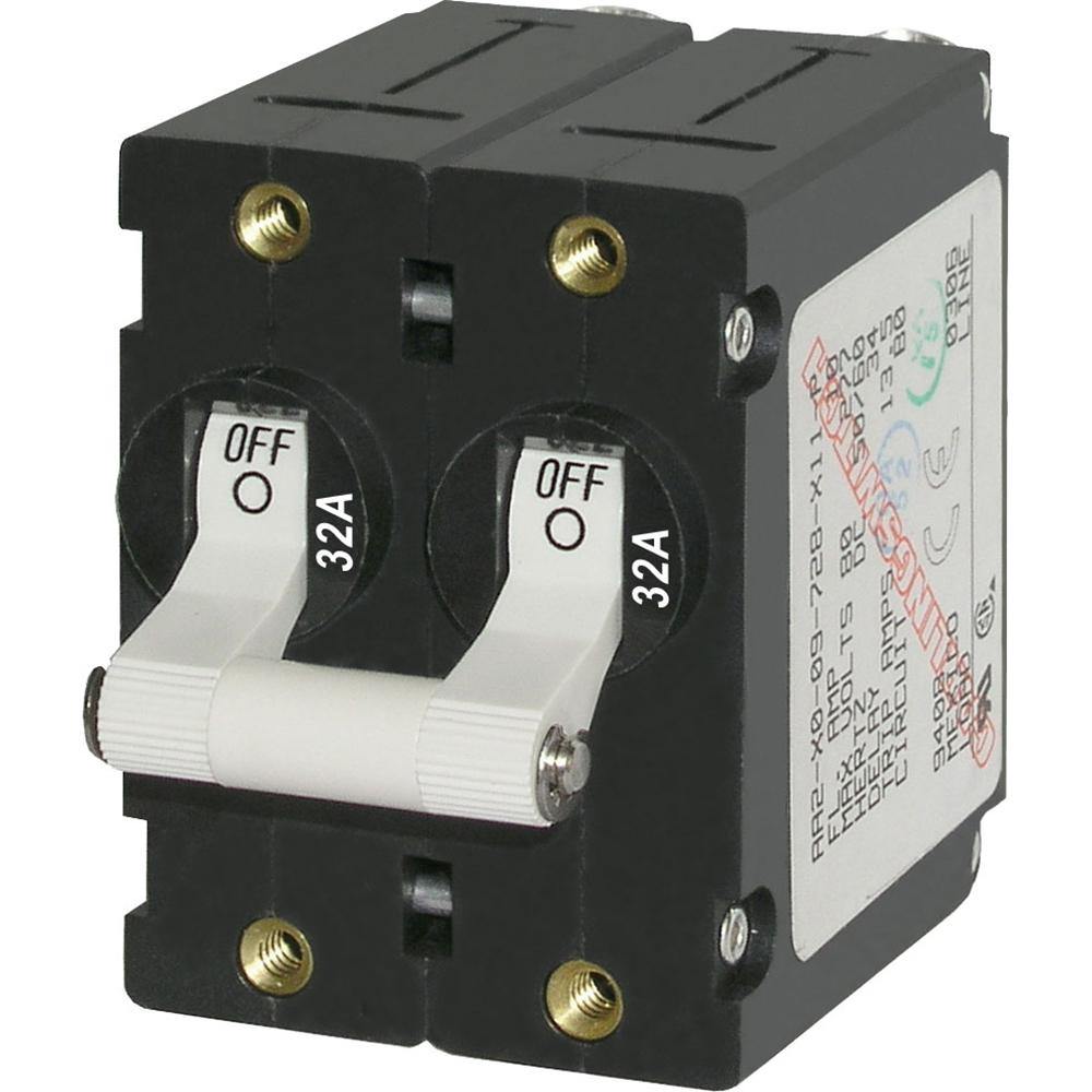 Blue Sea 7295 A-Series Double Pole Toggle - 32A - White [7295] - Bulluna.com