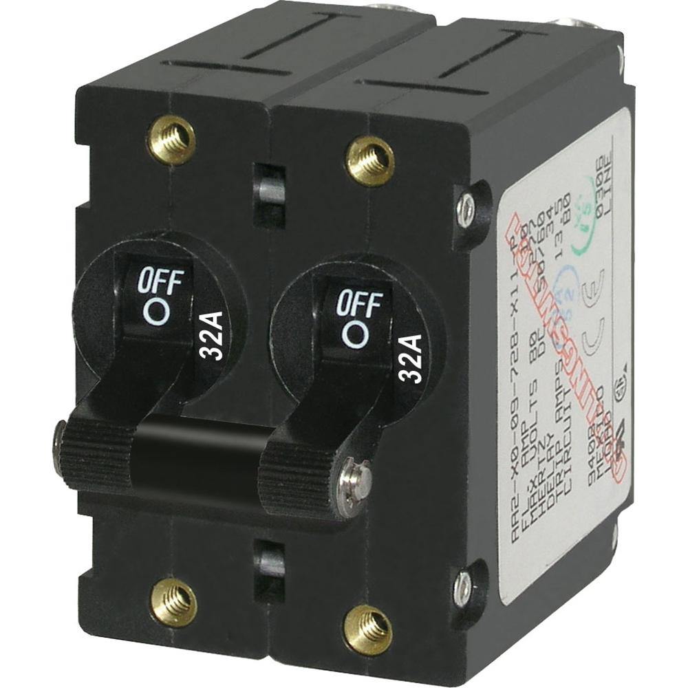 Blue Sea 7349 A-Series Double Pole Toggle - 32A - Black [7349] - Bulluna.com