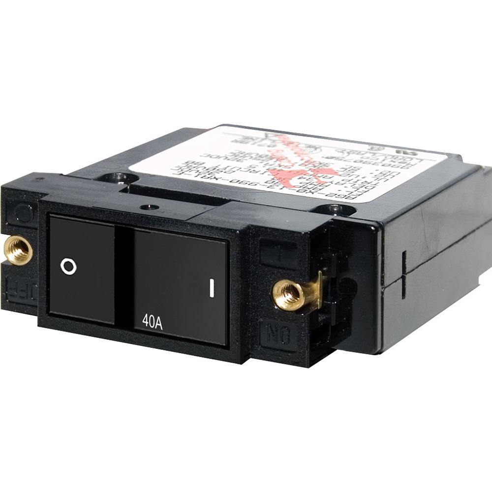 Blue Sea 7407 Single Pole Small Case 2" Flat Rocker Circuit Breaker  -  40 Amp [7407] - Bulluna.com