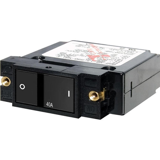 Blue Sea 7407 Single Pole Small Case 2" Flat Rocker Circuit Breaker  -  40 Amp [7407] - Bulluna.com
