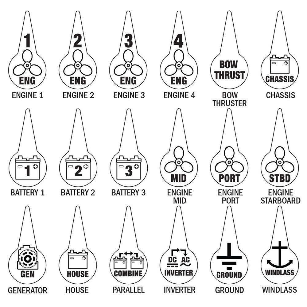Blue Sea 7902 Icon Circuit Identification Label Kit for Battery Switches [7902] - Bulluna.com
