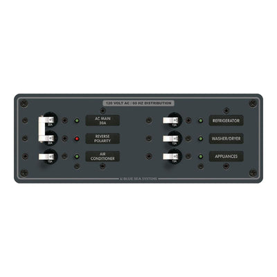 Blue Sea 8099 AC Main +4 Positions Toggle Circuit Breaker Panel  (White Switches) [8099] - Bulluna.com