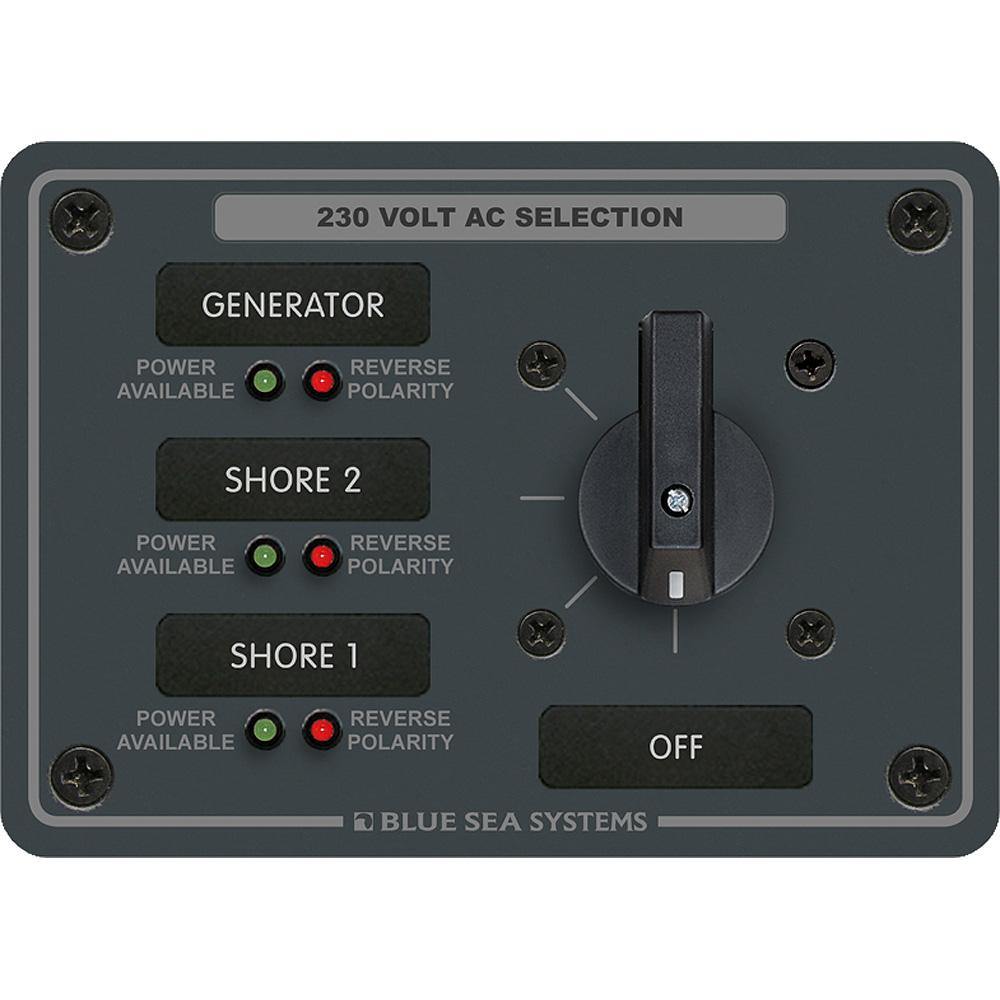 Blue Sea 8358 AC Rotary Switch Panel 30 Ampere 3 Positions + OFF, 2 Pole [8358] - Bulluna.com