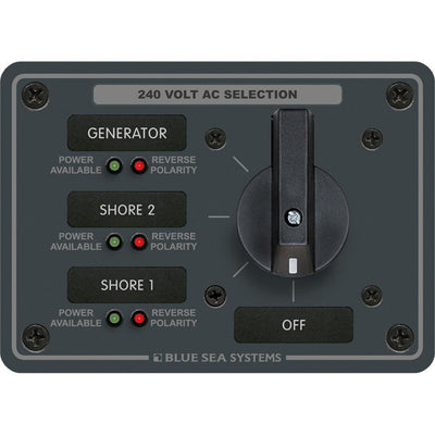 Blue Sea 8361 AC Rotary Switch Panel 65 Ampere 3 Positions + OFF, 3 Pole [8361] - Bulluna.com