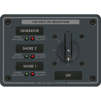 Blue Sea 8366 AC Rotary Switch Panel 30 Ampere 3 Positions + OFF, 2 Pole [8366] - Bulluna.com