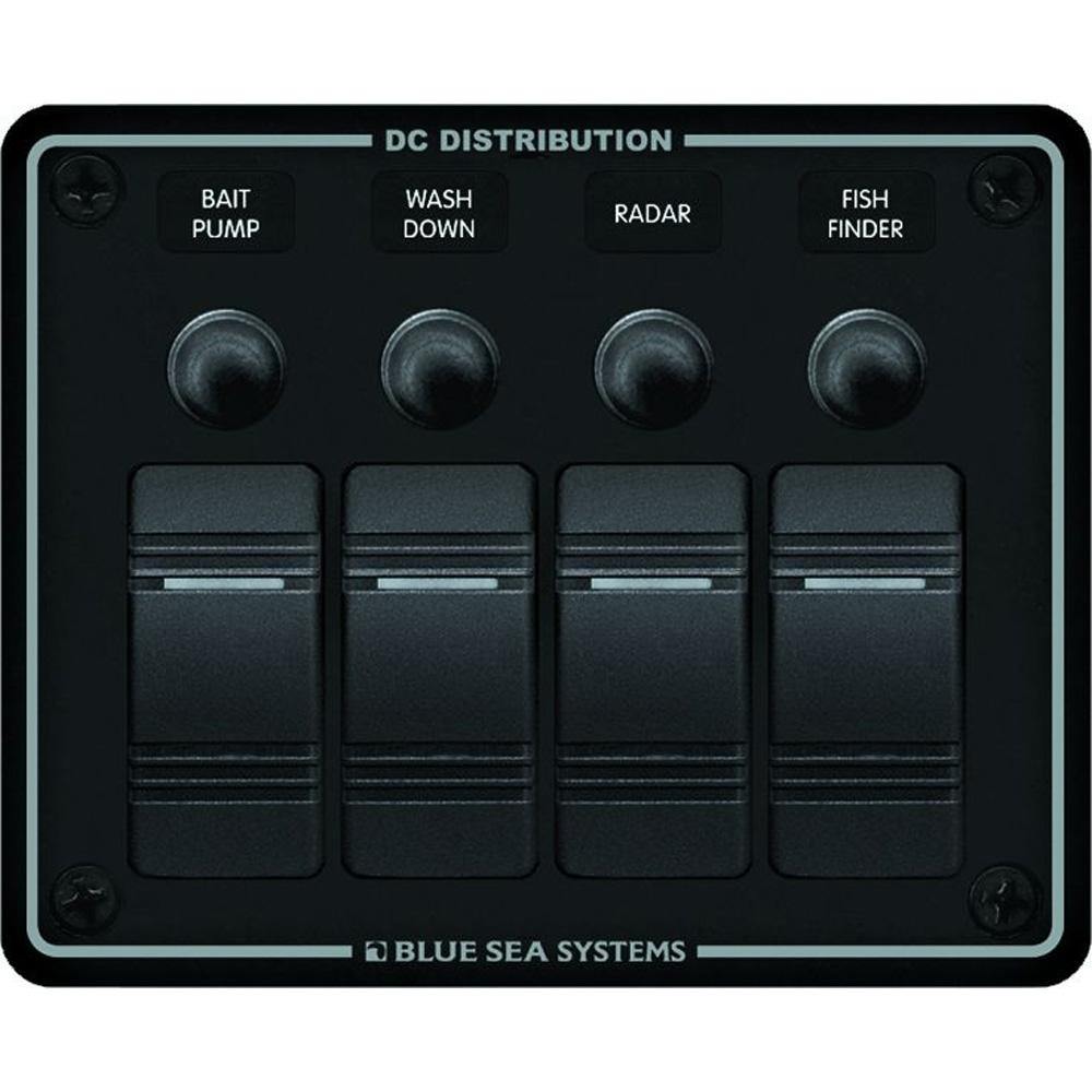 Blue Sea 8372 Water Resistant 4 Position - Black - Horizontal Mount Panel [8372] - Bulluna.com
