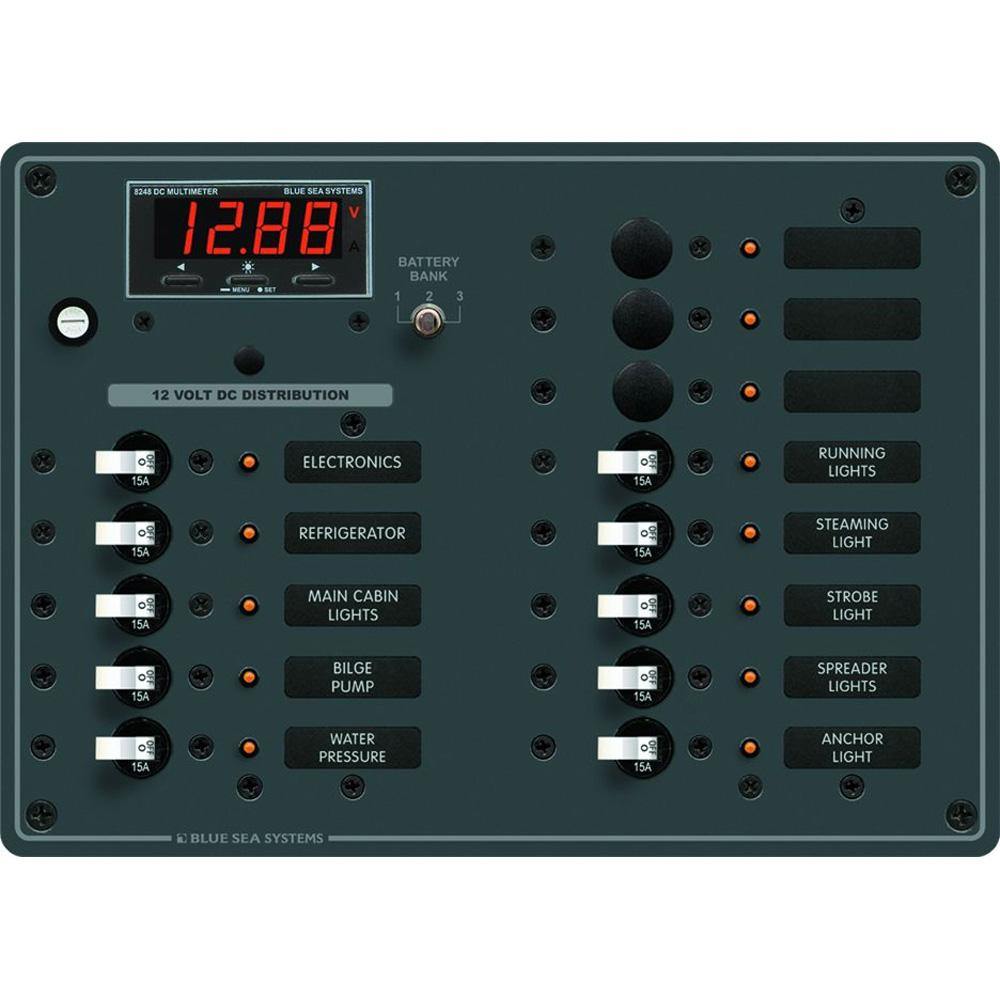 Blue Sea 8403 DC Panel 13 Position w/ Multimeter [8403] - Bulluna.com