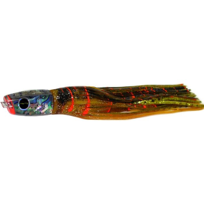 Black Bart Costa Rican Plunger Light Tackle Lure - Brown Gold Orange/Gold Dot - Bulluna.com