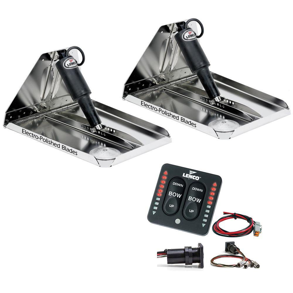 Lenco 16" x 12" Heavy Duty Performance Trim Tab Kit w/LED Indicator Switch Kit 12V [RT16X12HDI] - Bulluna.com