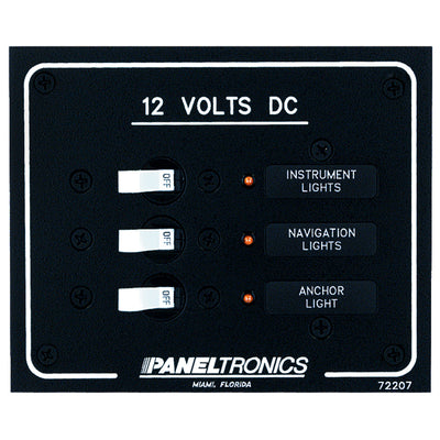 Paneltronics Standard DC 3 Position Breaker Panel w/LEDs [9972207B] - Bulluna.com