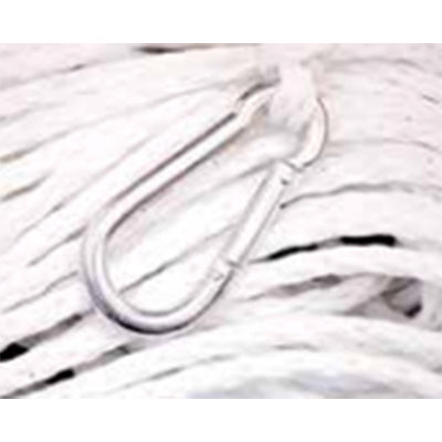 Marpac Braided Polypropylene Rope with Zinc-Plated Hook - 3/8 Inchx 100 Feet - White - 264 Pounds - Bulluna.com