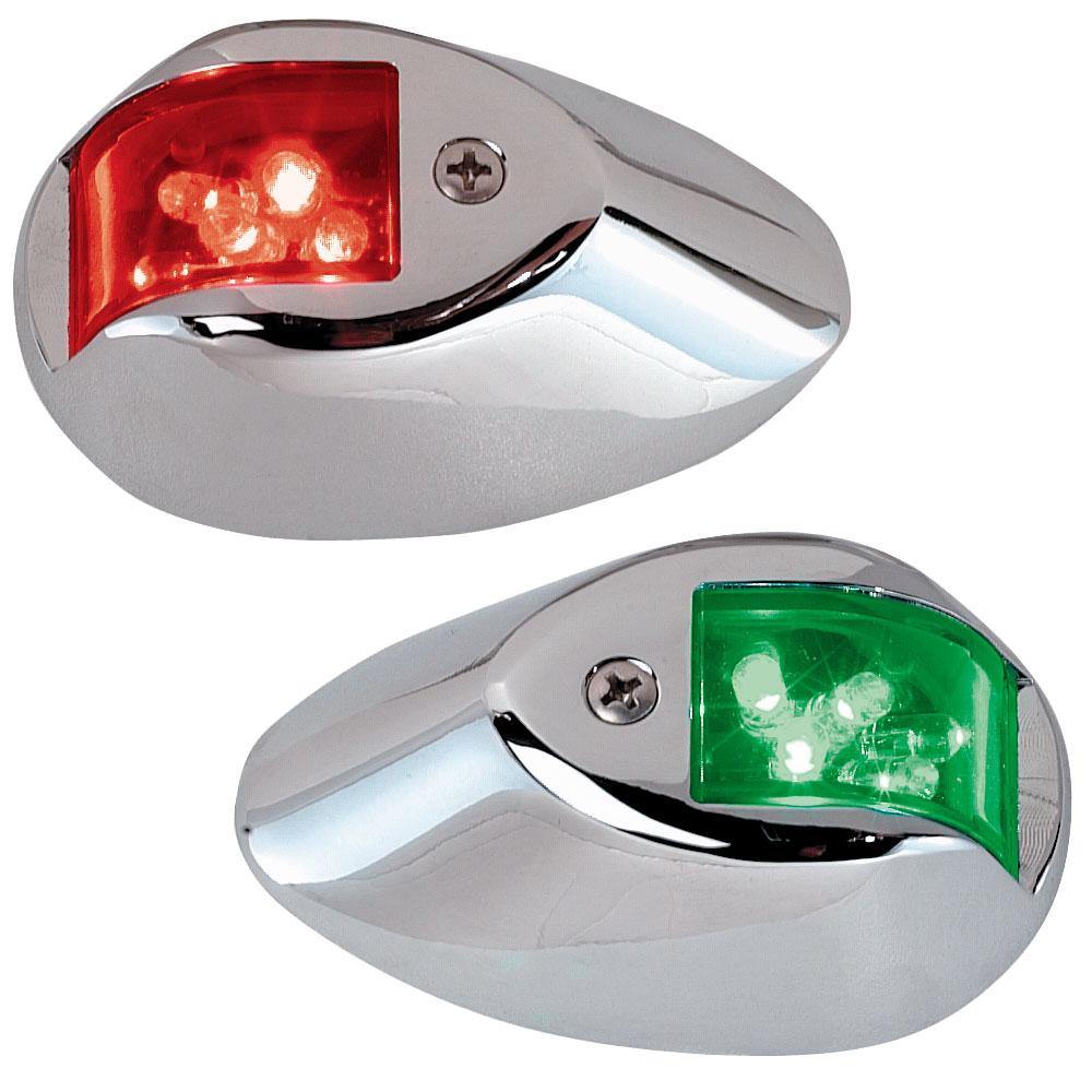 Perko LED Sidelights - Red/Green - 12V - Chrome Plated Housing [0602DP1CHR] - Bulluna.com