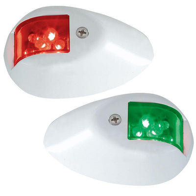 Perko LED Side Lights - Red/Green - 12V - White Epoxy Coated Housing [0602DP1WHT] - Bulluna.com