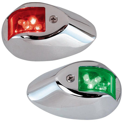 Perko LED Side Lights - Red/Green - 24V - Chrome Plated Housing [0602DP2CHR] - Bulluna.com