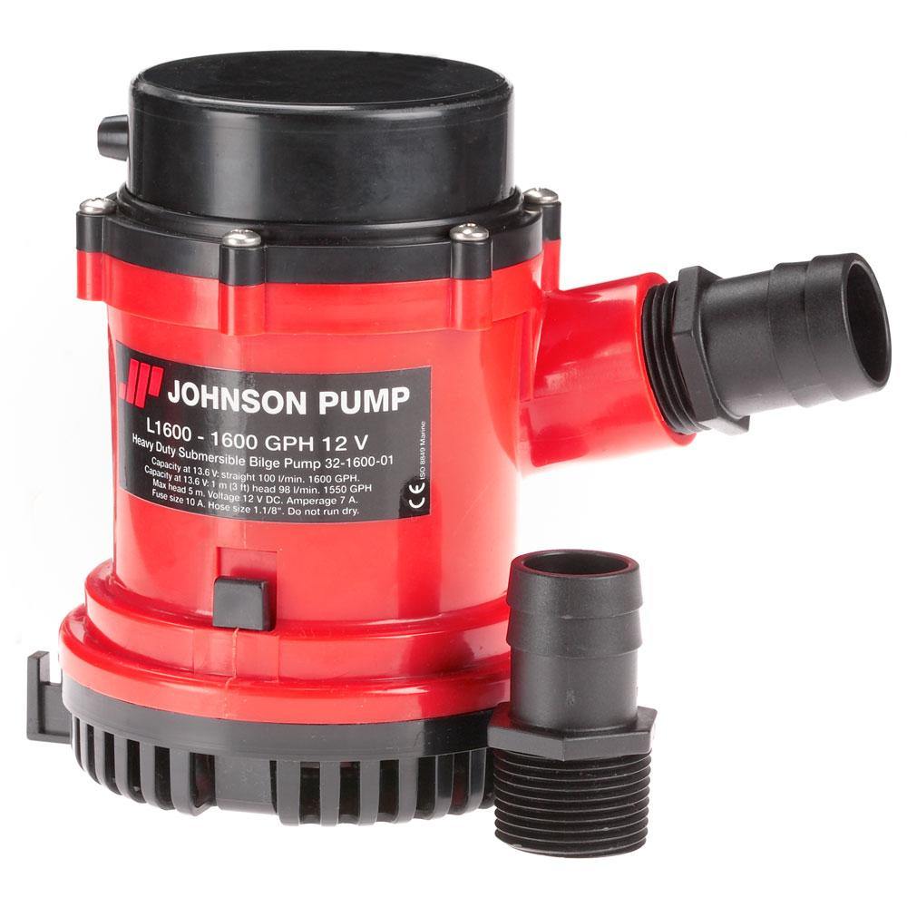 Johnson Pump 1600 GPH Bilge Pump 1-1/8" Hose 12V [16004-00] - Bulluna.com