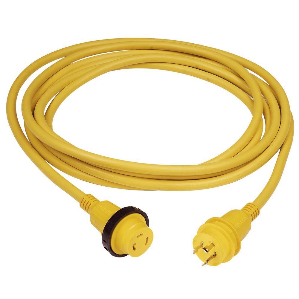 Marinco 30 Amp PowerCord PLUS Cordset w/Power-On LED - Yellow 50ft [199119] - Bulluna.com